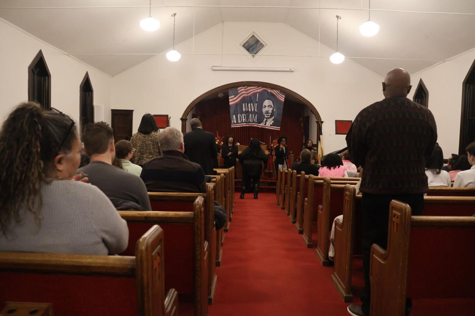 The Mt. Zion congregation worshipping together during a Martin Luther King Jr. celebration
